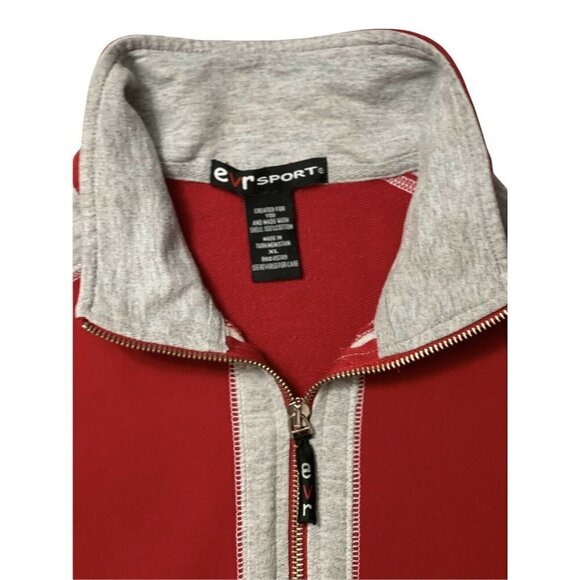 Vintage EVR SPORT Women's Zip Up Jacket 90's/y2k‎ 100% cotton X-Large Red & Grey - Picture 3 of 5